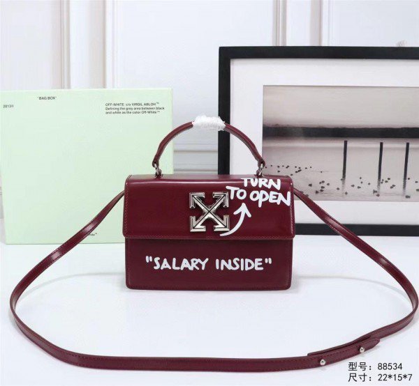 1000132738.jpg Off-White Leather Salary Inside Jitney 1.4 Shoulder Bag (Cherry Red 88534) - Image 1