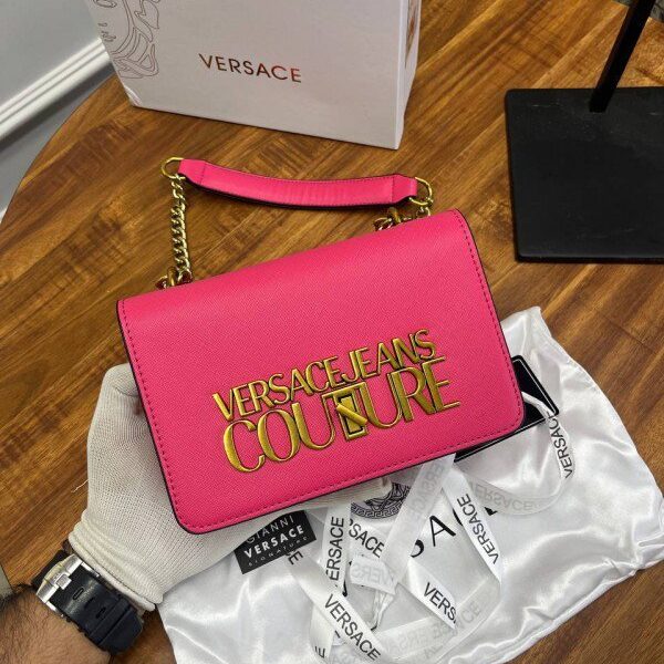 Versace Couture Saffiano Lock Crossbody Bag With Double Box & Dust Bag & Bill