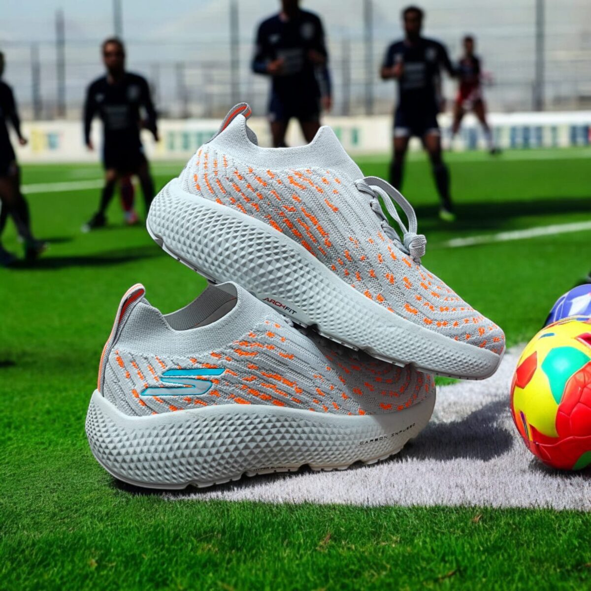 Skechers Max Road Hyper Burst Grey Orange - Image 5