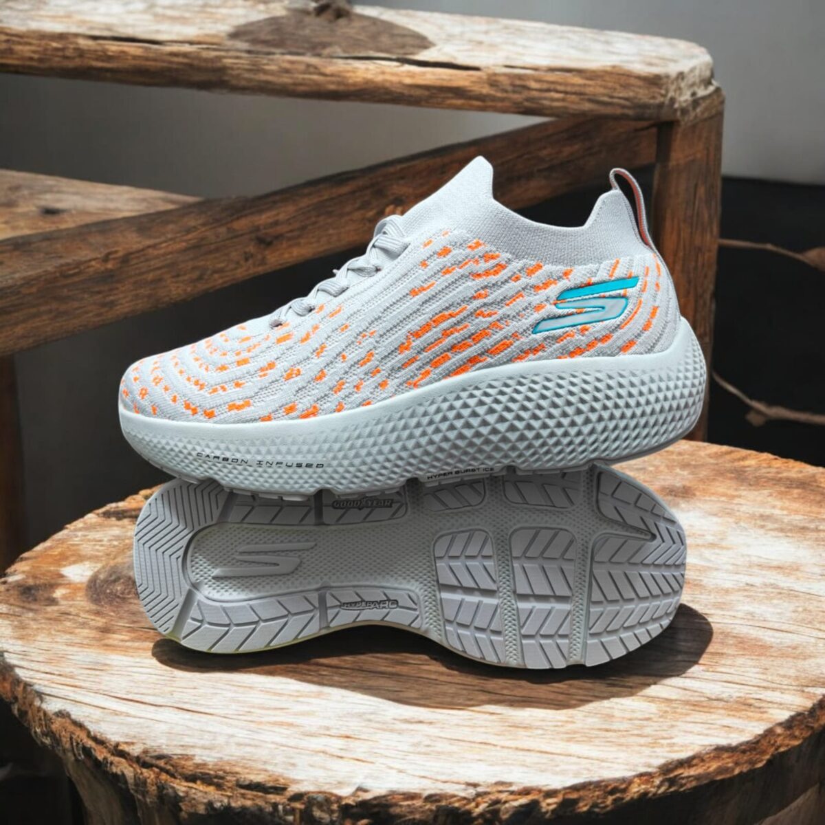 Skechers Max Road Hyper Burst Grey Orange - Image 4