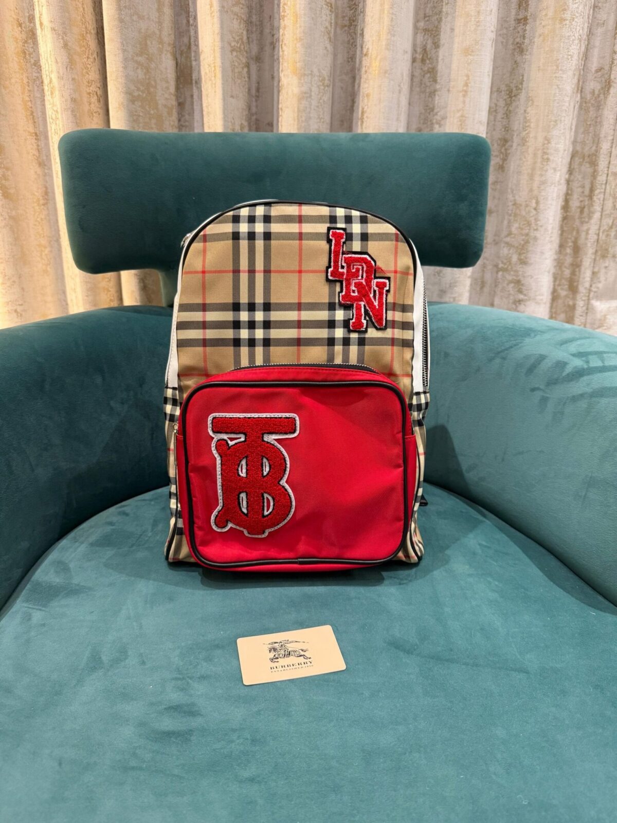 Burberry Nylon Check TB Logo Rucksack Unisex Backpack Rare Plaid With Dust Bag B8890 Black*🍒💯 - Image 4