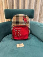Burberry Nylon Check TB Logo Rucksack Unisex Backpack Rare Plaid With Dust Bag B8890 Black*🍒💯 - Image 4