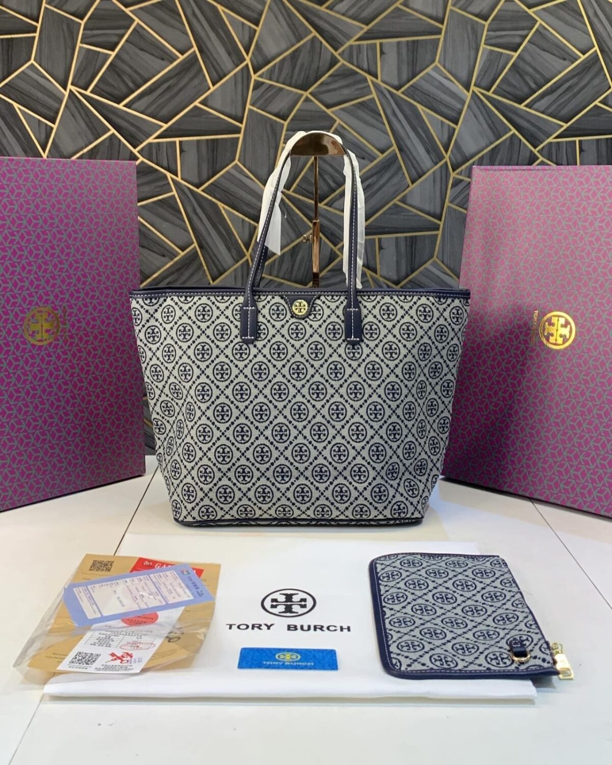 tory-burch-t-monogram-tote-with-og-box - Image 2