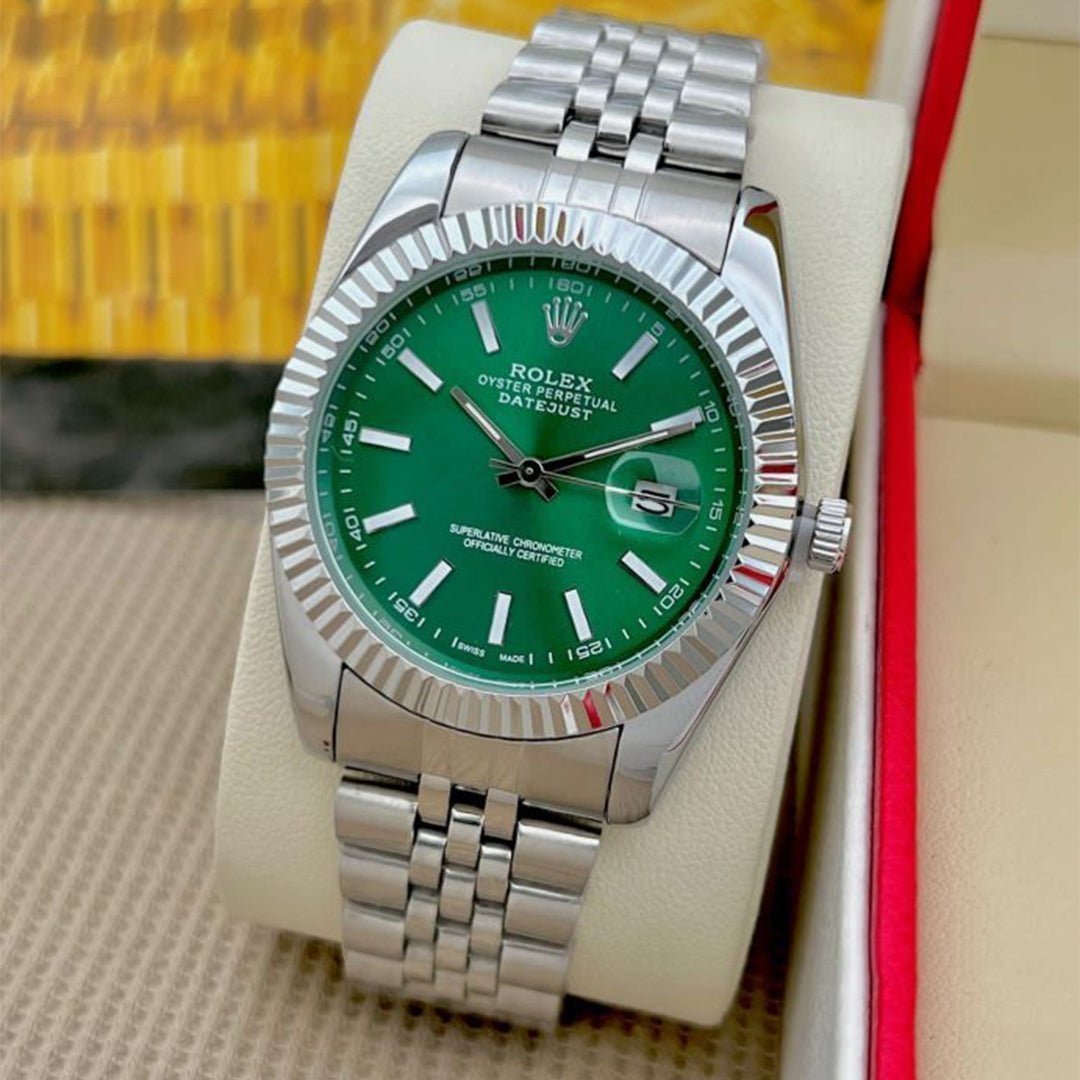 RolexDatejustSilverGreenMetalWatch1080X1080_1.jpg Rolex Datejust Silver Green Metal Watch - Image 1