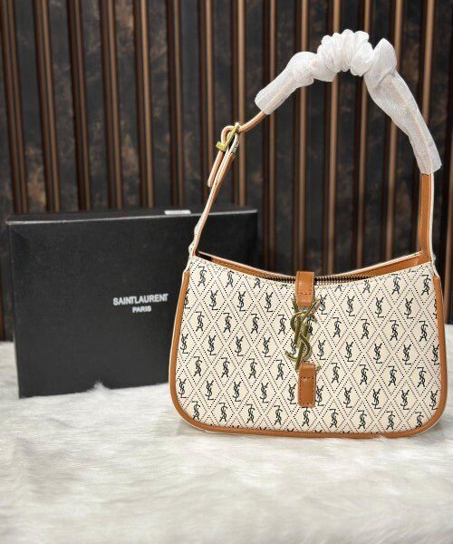 Saint Laurent YSL Monogram Hobo Bag Cream With Og Box