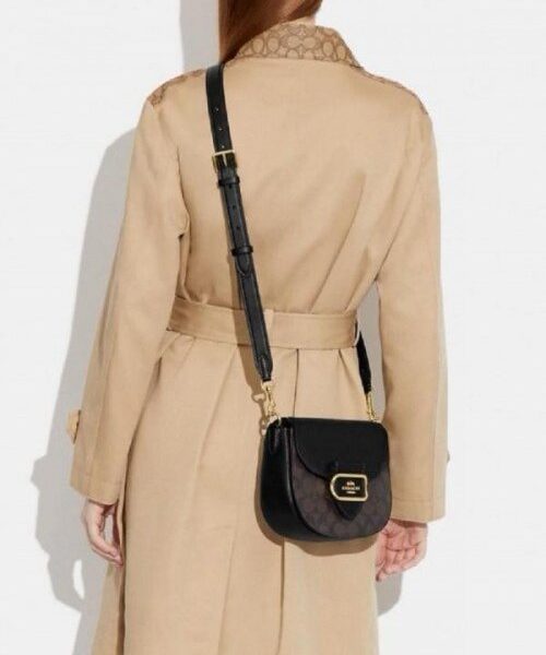 Coach Morgan Saddle Bag In Colorblock Signature Canvas With Og Box Black Brown