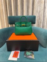 Hermes Malachite Green Togo Leather Rose Gold Hardware Birkin Bag With Dust Bag & OG Box (BK25 Malachite Green)💚 💯 - Image 5