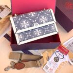 Tory Burch T Monogram Shoulder Bag With Adjustable Strap With OG Box & Dust Bag (White - 618) - Image 2