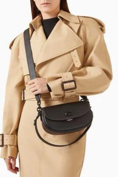 img_7262.jpeg Coach Black Emmy 23 Medium Saddle Bag Black With Og Box - Image 1