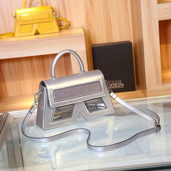 img_8849.jpeg Karl Lagerfeld IKON Crossbody Shoulder Bag With OG Box & Dust Bag (Silver - 922) - Image 1