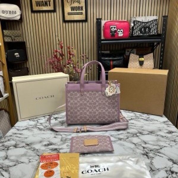 COACH LUXURY TOTE WITH ORIGINAL BOX AND DUST BAG PREMIUM QUALITY & DOUBLE BOX [ PURPLE]