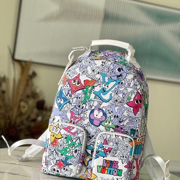 Louis Vuitton LV M21846 Character Premium Unisex Backpack With Dust Bag (White - 679)